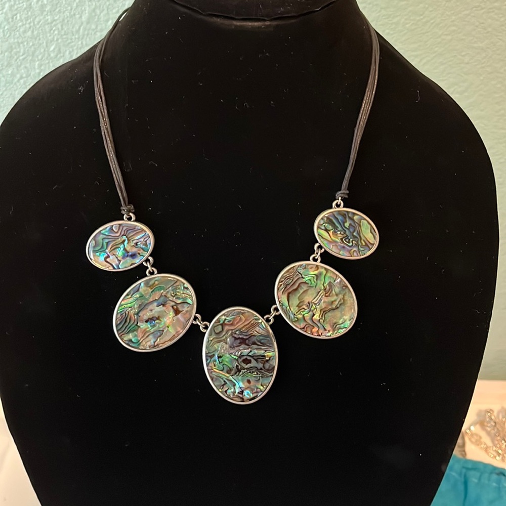 Abalone multi pendant necklace. Bella Karma.